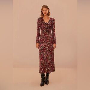 Farm Rio Purple Chelsea Garden Flowers Knot Maxi Dress
